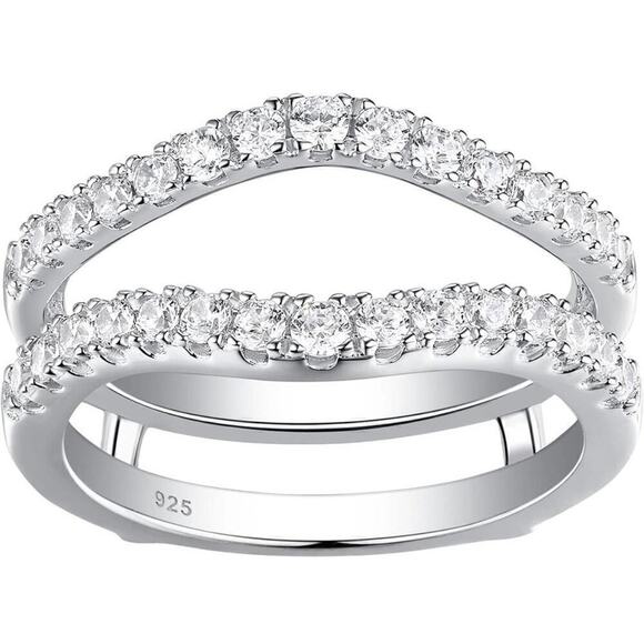 Moissanite Diamond Enhancer Ring Guard Wedding Band Anniversary 925 18k Size 6.5 - Picture 10 of 11